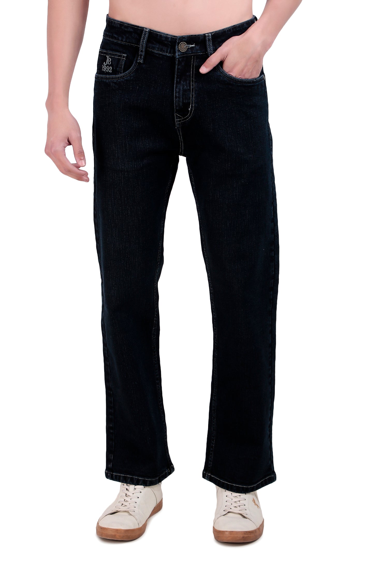 Black Blue Tinted Straight Fit Denim Jeans / Article no.- JB29