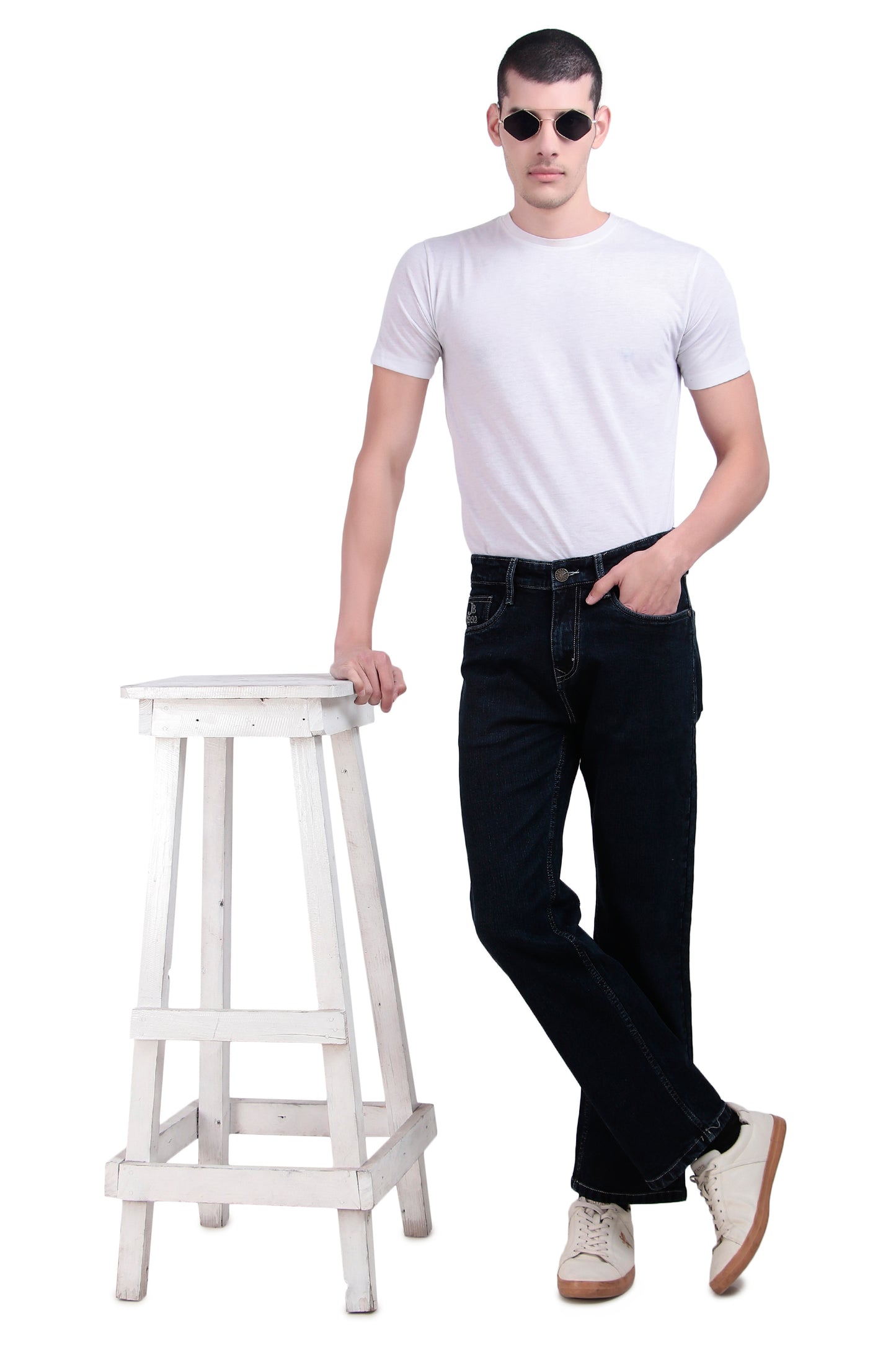 Black Blue Tinted Straight Fit Denim Jeans / Article no.- JB29