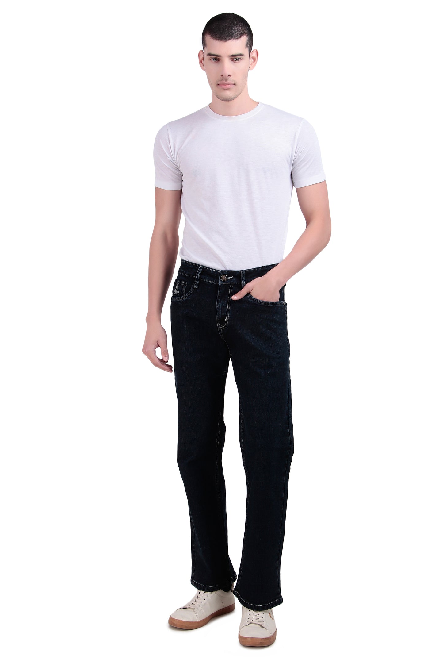 Black Blue Tinted Straight Fit Denim Jeans / Article no.- JB29