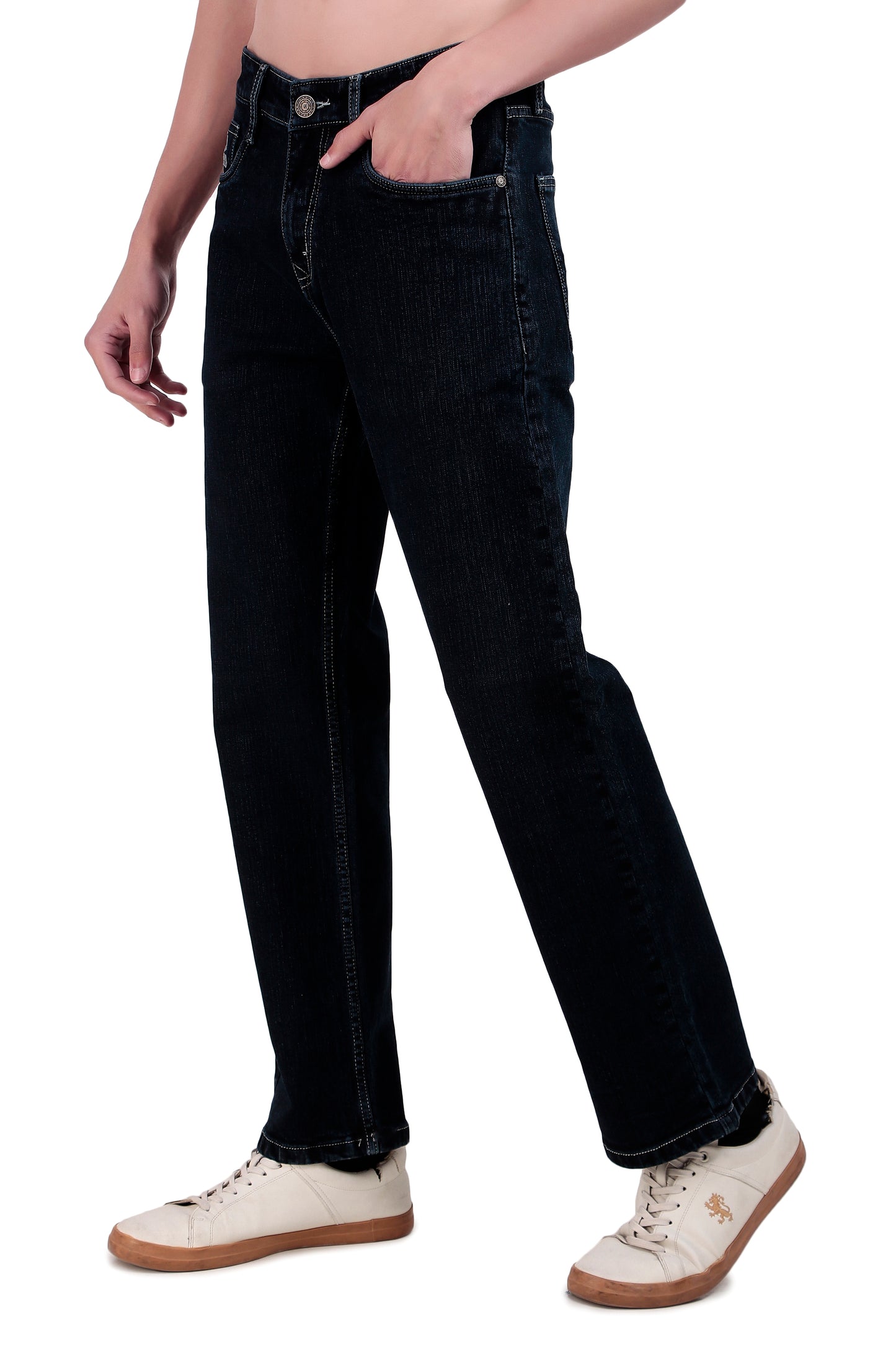 Black Blue Tinted Straight Fit Denim Jeans / Article no.- JB29
